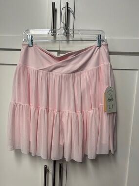 Blogilates Light Pink Tiered Mini Skirt with Crossover Waistband